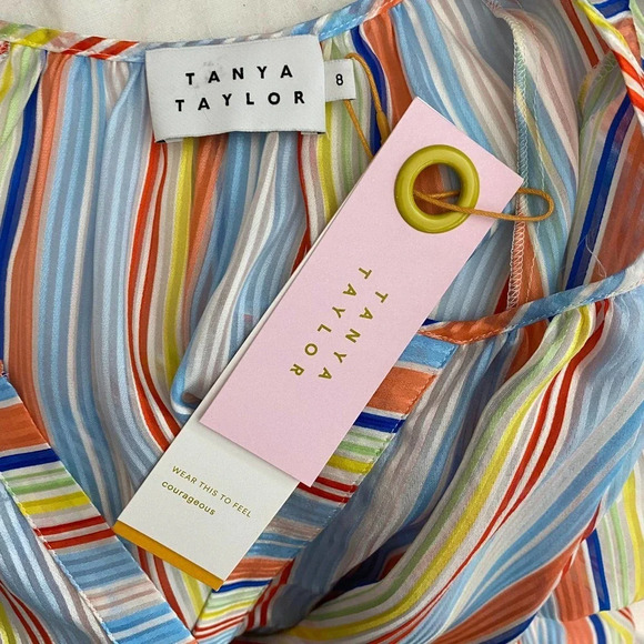 Tanya‎ Taylor Illa Silk Blouse Summer Stripe Print - Picture 11 of 12
